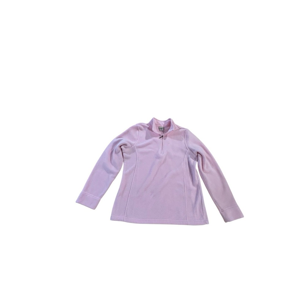 LL Bean Pullover Womens Med Reg Pink 1/4 Zip Polartec Fleece Sweater Jacket